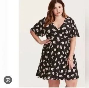 Torrid Black and White Floral Mini Dress